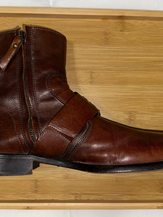 John Varvatos Leather Handmade Italy Mens Engineer Boots Zipper/Monk Strap - 8.5 main image 6